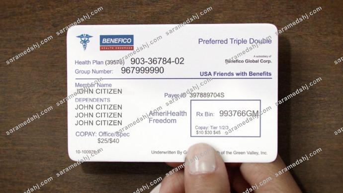 USA Benefico health coverage health insurance card